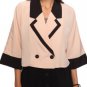 NWT Forever 21 Nude Beige Cropped Soft Blazer Jacket /w Black Contrast Trim M L