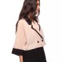 NWT Forever 21 Nude Beige Cropped Soft Blazer Jacket /w Black Contrast Trim M L
