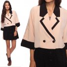 NWT Forever 21 Nude Beige Cropped Soft Blazer Jacket /w Black Contrast Trim M L