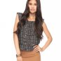 NWT Forever 21 Tiered Floral Print Urban Chic Blouse Top - Charcoal Gray Cream M