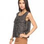 NWT Forever 21 Tiered Floral Print Urban Chic Blouse Top - Charcoal Gray Cream M