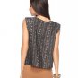NWT Forever 21 Tiered Floral Print Urban Chic Blouse Top - Charcoal Gray Cream M