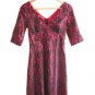 NWT Dainty Cherry Red Satin & Black Floral Lace Dress /w 3/4 Sleeves XXS XS 0