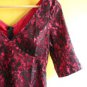 NWT Dainty Cherry Red Satin & Black Floral Lace Dress /w 3/4 Sleeves XXS XS 0