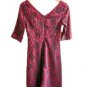 NWT Dainty Cherry Red Satin & Black Floral Lace Dress /w 3/4 Sleeves XXS XS 0