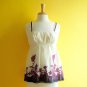 NWT Warehouse Cream Plum Brown Sheer Cotton Swing Top Appliqué Flowers $90 XS S