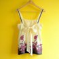 NWT Warehouse Cream Plum Brown Sheer Cotton Swing Top Appliqué Flowers $90 XS S