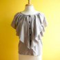 Pretty Dove Gray Flutter Ruffle Bib Button Front Working Girl Blouse Top M 8 10