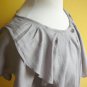 Pretty Dove Gray Flutter Ruffle Bib Button Front Working Girl Blouse Top M 8 10