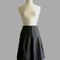 Polished Black Linen Pleated Work Office Skirt Hot Pink Contrast Stitching XS 0