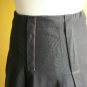 Polished Black Linen Pleated Work Office Skirt Hot Pink Contrast Stitching XS 0