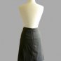 Polished Black Linen Pleated Work Office Skirt Hot Pink Contrast Stitching XS 0