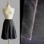 Polished Black Linen Pleated Work Office Skirt Hot Pink Contrast Stitching XS 0