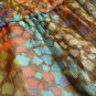 Painterly Gold Orange Blue Purple Chiffon Tunic Blouse Top Black Lace Trim XS 2