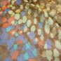Painterly Gold Orange Blue Purple Chiffon Tunic Blouse Top Black Lace Trim XS 2