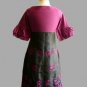 Stunning Plum Purple & Black Embroidered Paisley 3/4 Sleeve Empire Dress S M