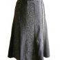 Smart Black White Panelled Tweed & Faux Suede Midi Swing Work Office Skirt XS S