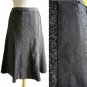 Smart Black White Panelled Tweed & Faux Suede Midi Swing Work Office Skirt XS S