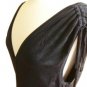 Slinky Sexy Black Deep V-Neck & Back Adjustable Drawstring Sleeve Blouse Top M