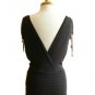 Slinky Sexy Black Deep V-Neck & Back Adjustable Drawstring Sleeve Blouse Top M