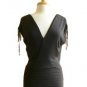 Slinky Sexy Black Deep V-Neck & Back Adjustable Drawstring Sleeve Blouse Top M
