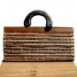 Unique Bamboo Twig Wooden Handcrafted Artisan Sushi Roll Bag in Contrast Browns