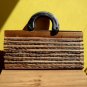 Unique Bamboo Twig Wooden Handcrafted Artisan Sushi Roll Bag in Contrast Browns