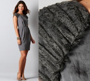 NWT Ann Taylor LOFT Iron Gray Juliette Sweet Lace Cap Sleeve Dress USD90 16 XL P