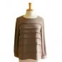 NWOT Taupe Stone Gray Soft Tiered Pleated Fall Winter Long-Sleeved Blouse M L