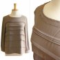 NWOT Taupe Stone Gray Soft Tiered Pleated Fall Winter Long-Sleeved Blouse M L
