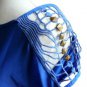 NWOT Electric Blue Stretch Tunic Top Dress /w Cutout Lace Stud Net Sleeves S M