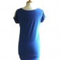 NWOT Electric Blue Stretch Tunic Top Dress /w Cutout Lace Stud Net Sleeves S M
