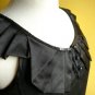 NWOT Bysi Black Sequin Border Pleated Collar Mod Satin Straight Shift Dress S M