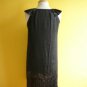 NWOT Bysi Black Sequin Border Pleated Collar Mod Satin Straight Shift Dress S M