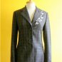 NWOT Biba Charcoal Gray Checked Wool Jacket Embroidered Beaded Flowers UK12 M 8