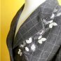 NWOT Biba Charcoal Gray Checked Wool Jacket Embroidered Beaded Flowers UK12 M 8