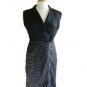 Little Match Girl Silky Black Twofer Dress White Polka Dot Print Zip Skirt S M