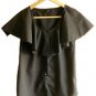 GG 5 Black Work Office Blouse Top /w Ruffle Bib & Origami Fold Capelet Collar XS