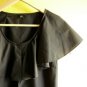 GG 5 Black Work Office Blouse Top /w Ruffle Bib & Origami Fold Capelet Collar XS