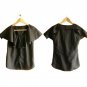 GG 5 Black Work Office Blouse Top /w Ruffle Bib & Origami Fold Capelet Collar XS