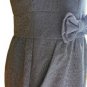Cute Gray Tweedy Chevron Weave Fitted Bodice Sweetheart Shift Day Dress Bow S M
