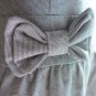 Cute Gray Tweedy Chevron Weave Fitted Bodice Sweetheart Shift Day Dress Bow S M