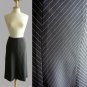 Classic Black White Chevron Pinstriped Panelled Gored Midi Work Office Skirt XS