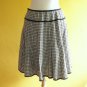 Cream & Dark Brown Woven Boucle Checks Wool Fall Winter Pleated Full Skirt S M