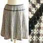 Cream & Dark Brown Woven Boucle Checks Wool Fall Winter Pleated Full Skirt S M