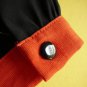Black Orange Purple Colorblock Scoopneck Puff-Sleeved Pleated Day Dress XXS XS