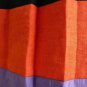 Black Orange Purple Colorblock Scoopneck Puff-Sleeved Pleated Day Dress XXS XS