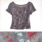 NWT Aerie Smoky Gray Red Green White Triangle Print Cropped T-Shirt Tee XL