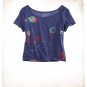 NWT Aerie Smoky Gray Red Green White Triangle Print Cropped T-Shirt Tee M
