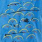 NWT Aerie Deep Blue Pool Yellow Red Pool Waves Print Cropped T-Shirt Tee M